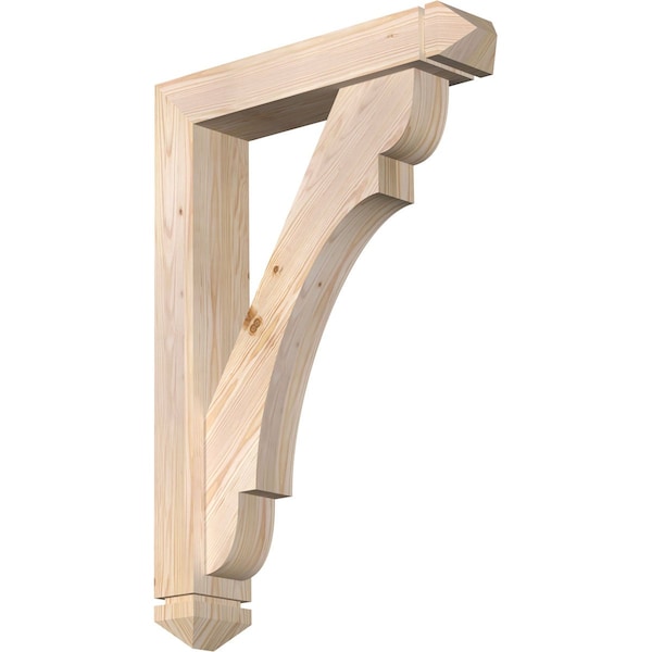Ekena Millwork Olympic Arts and Crafts Smooth Bracket w/ Offset Brace, Douglas Fir, 5 1/2"W x 26"D x 38"H BKT0604X26X38OLY03SDF - main